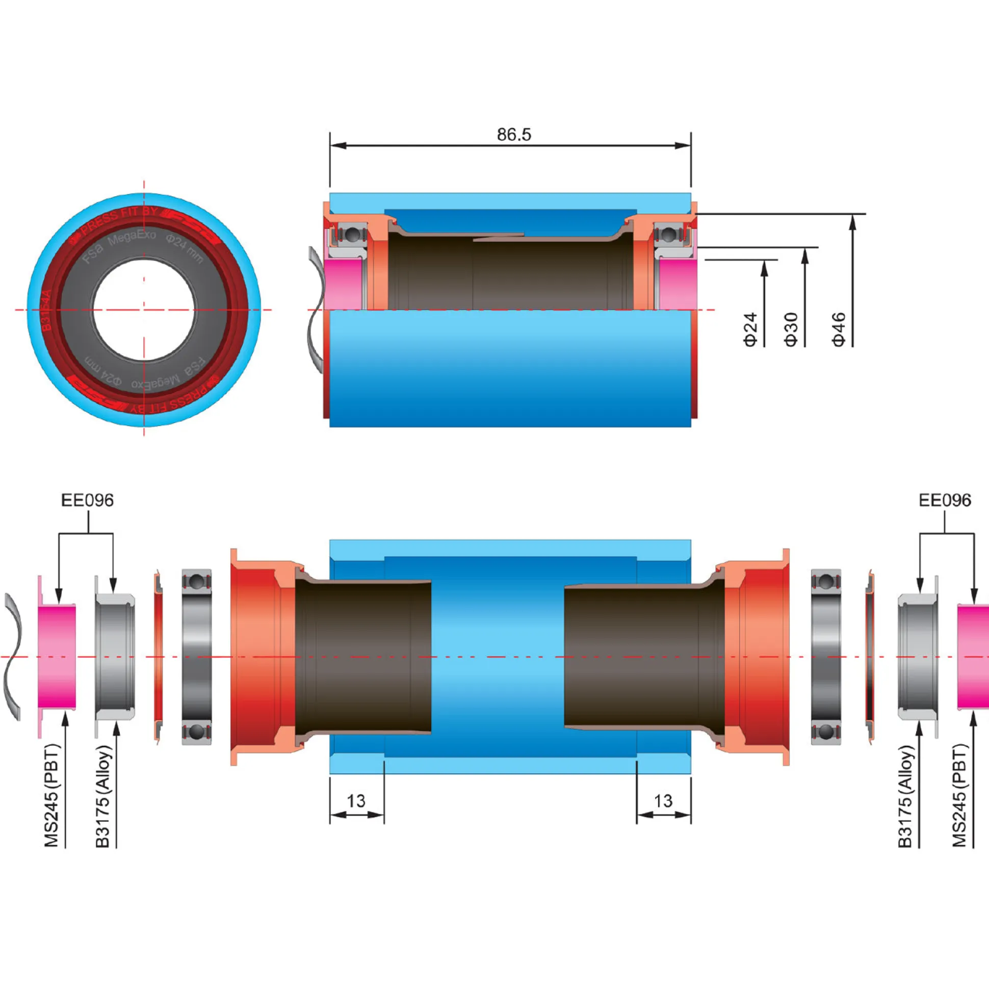 Adattatore FSA da BB30 a 24mm - EE085