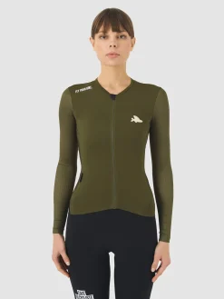 Maglia donna maniche lunghe Cafe du Cycliste Roxane - Verde