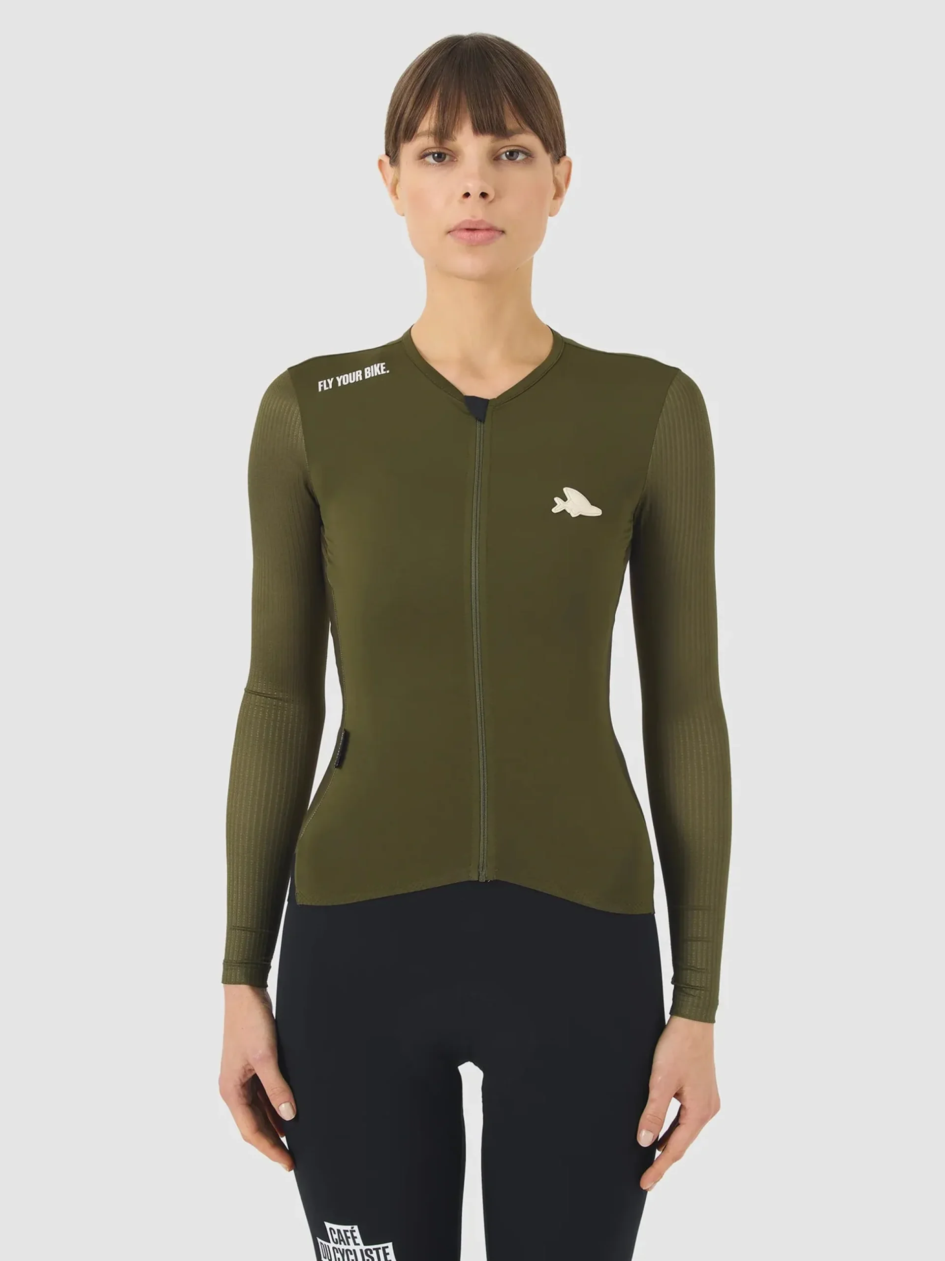 Maglia donna maniche lunghe Cafe du Cycliste Roxane - Verde