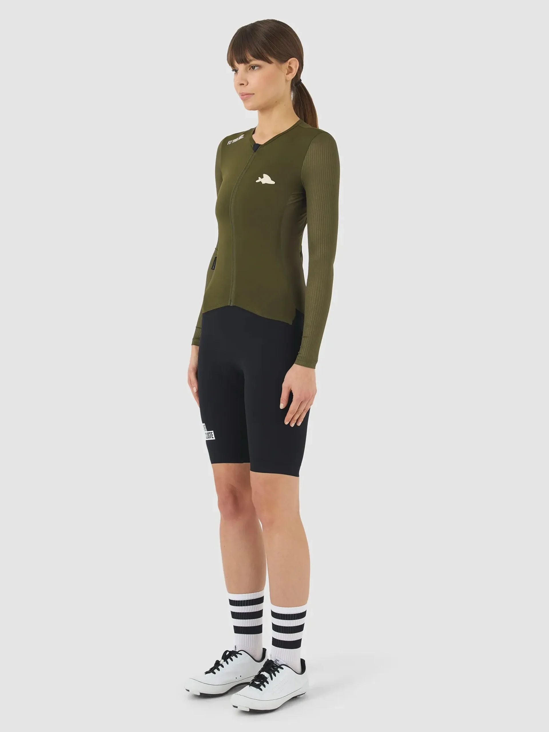 Maglia donna maniche lunghe Cafe du Cycliste Roxane - Verde