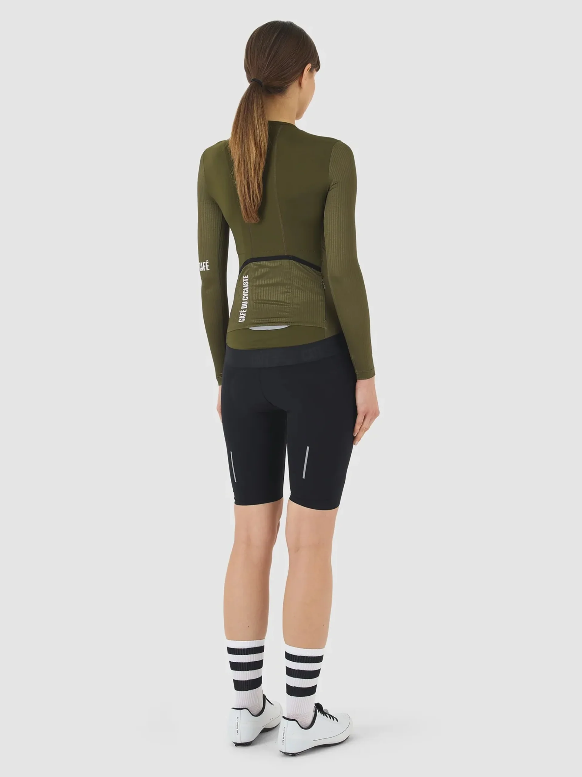 Maglia donna maniche lunghe Cafe du Cycliste Roxane - Verde