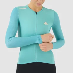 Maglia donna maniche lunghe Cafe du Cycliste Roxane - Azzurro