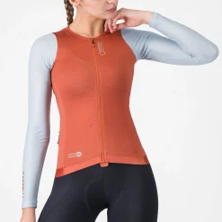 Maglia donna maniche lunghe Castelli Corretto - Arancio