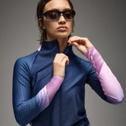Maglia donna maniche lunghe Q36.5 Gregarius Hybrid Collar Fade - Blu