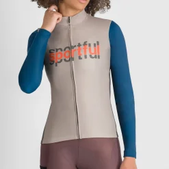 Maglia donna maniche lunghe Sportful Supergiara Logo - Beige