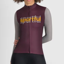 Maglia donna maniche lunghe Sportful Supergiara Logo - Bordeaux