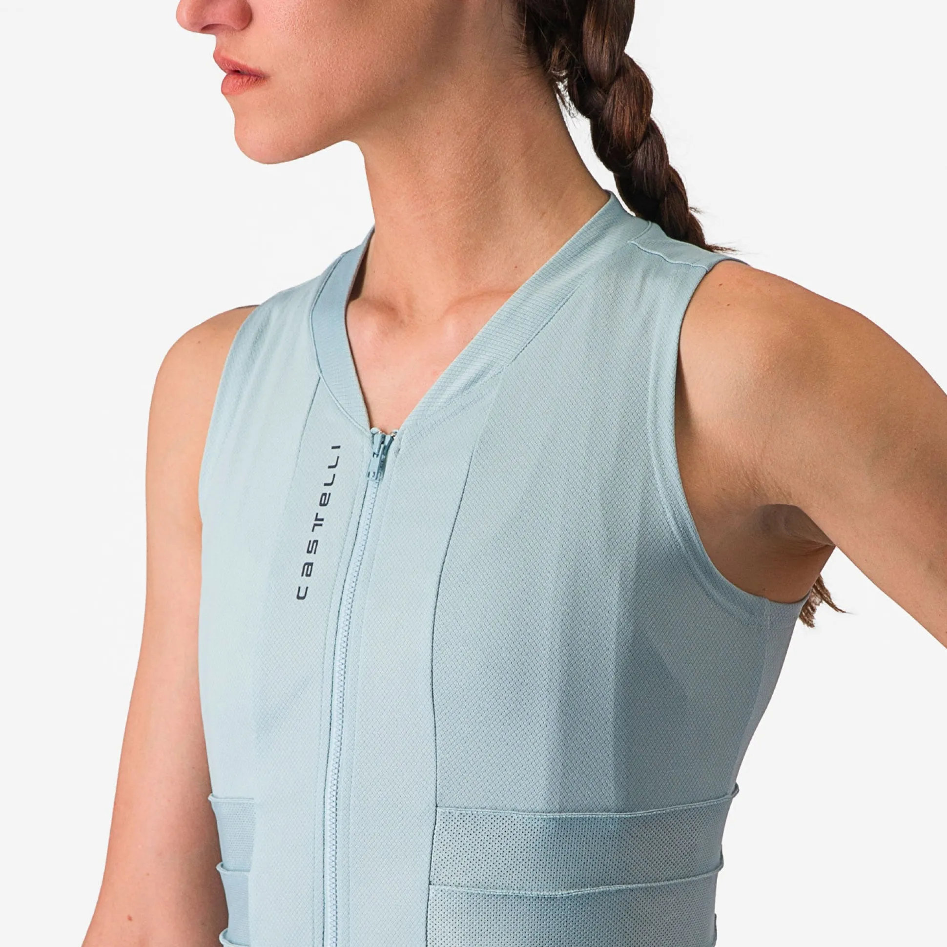 Maglia donna senza maniche Castelli Anima 4 - Azzurro chiaro