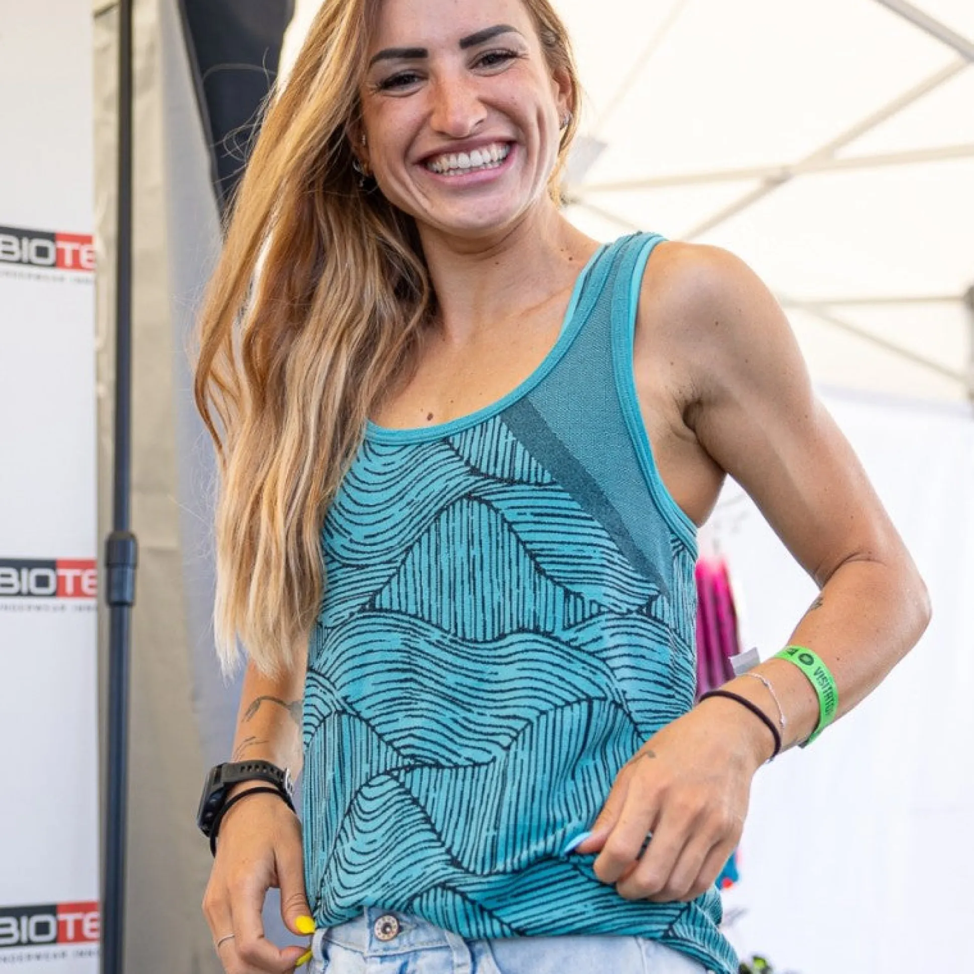 Maglia intima donna senza maniche Biotex Sprint - Azzurro