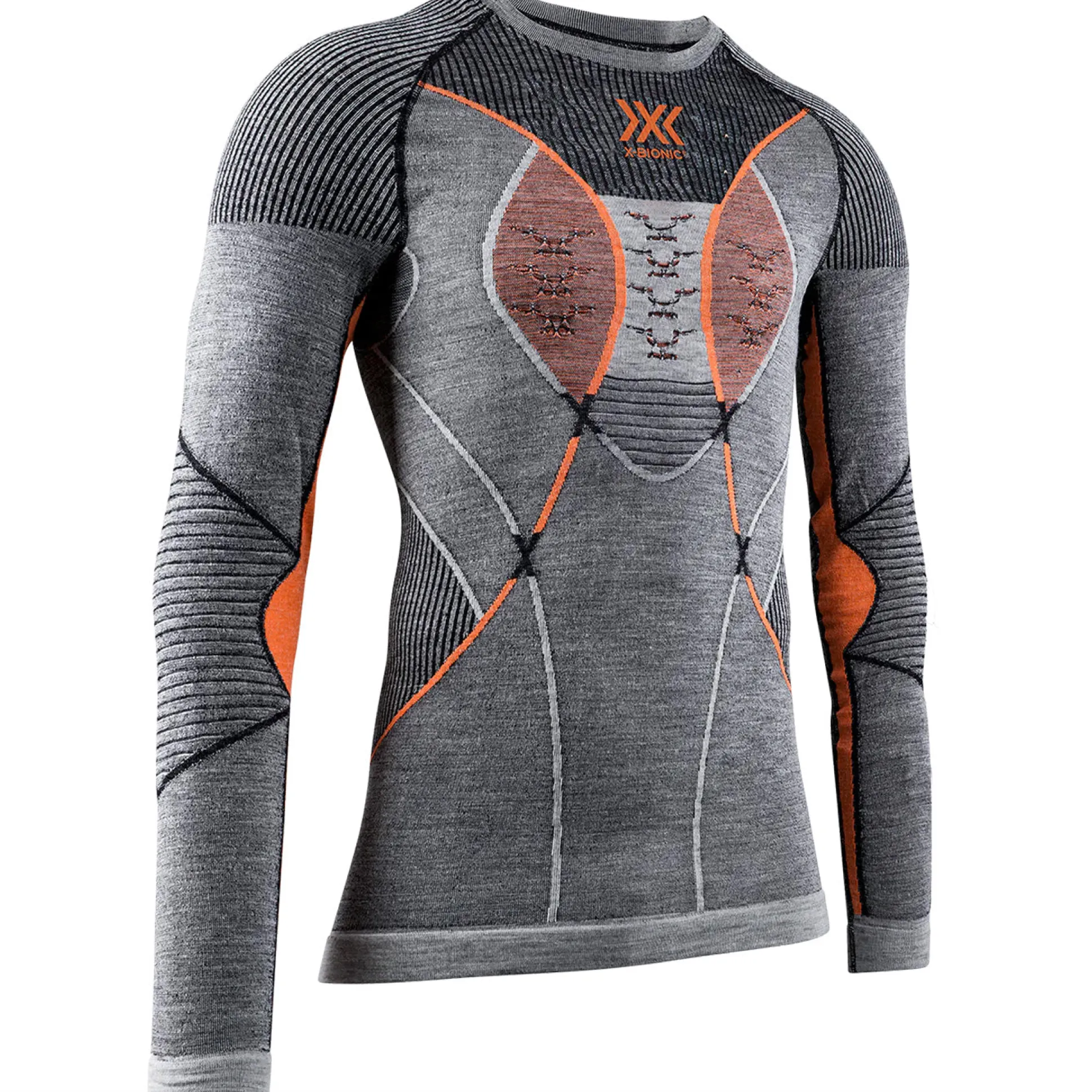 Maglia intima maniche lunghe X-Bionic Apani Merino 4.0 - Grigio arancio