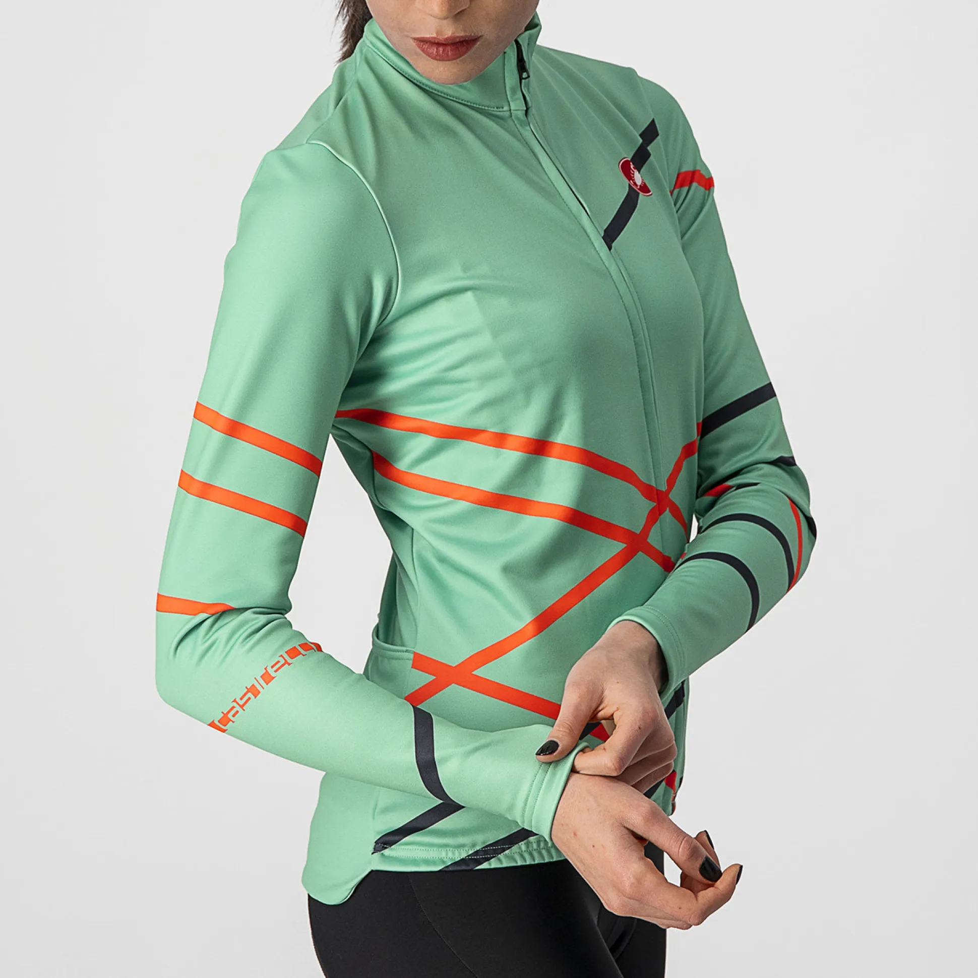 Maglia maniche lunghe donna Castelli Diagonal - Verde Acqua